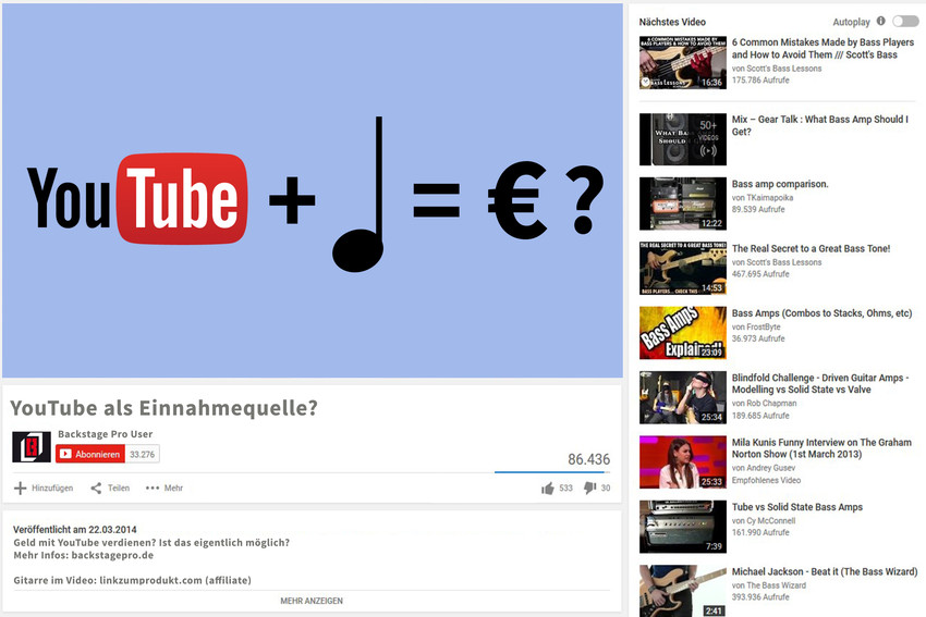 Geld verdienen mit Youtube und Musik – wie geht das?